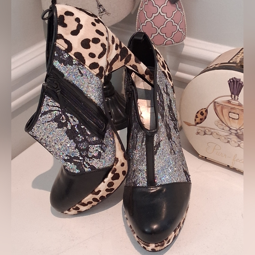 Rachel Rachel Roy Leopard Print Kadirah Heels Sz 9M Pre-Owned No Straps